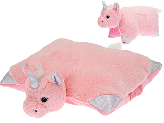 Polštářek plyšový jednorožec 38x28cm růžový 0m+