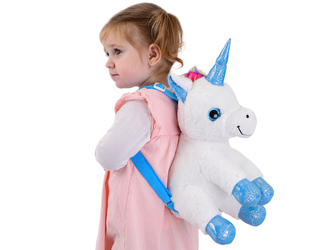 Batoh jednorožec plyšový bílý 30cm v sáčku 0m+