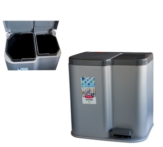 Odpadkový koš DUO pedál stříbrný 15L+ 6L 39x31x40cm