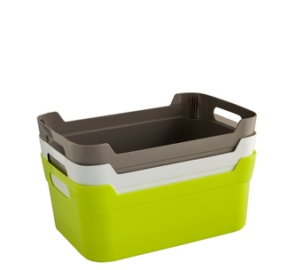 Box stohovatelný 24x17x10cm zelená,modrá,bílá,hnědá