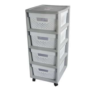 Regál s zásuvkami INFINITY 4x11L šedobílý 66x36x30cm