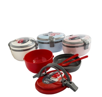 Svačinový box 0,5l skládací s příborem 15,5x14x8cm/červená,růžová,modrá,bílá