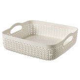 Curver Knit pletený plastový košík krémový, čtverec