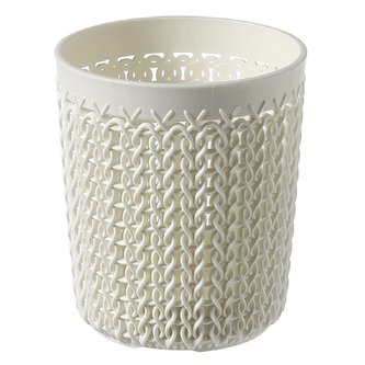 Curver Knit pletený plastový košík, kulatý malý, krémová barva