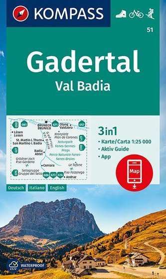 KOMPASS Wanderkarte Gadertal, Val Badia 1:25 000