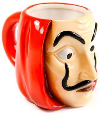 Keramický 3D hrnek La Casa De Papel|Papírový dům: Maska (objem 350 ml) bílý