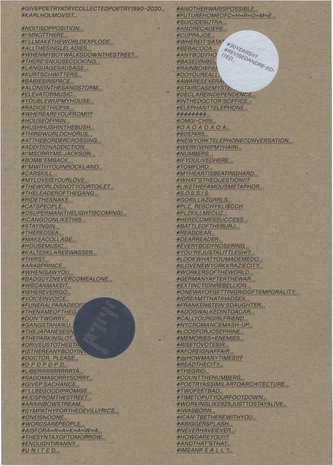 Karl Holmquist:#GIVEPOETRYATRYCOLLECTEDPOETRY1990-2020...\"