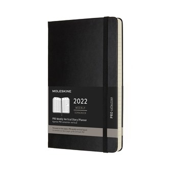 Moleskine Vertikální PRO diář 2022 tvrdý černý L
