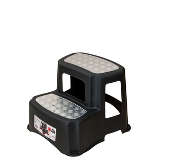 Stupátko 2 schody 90kg plast metalic 35x35-29cm - celé v černé barvě