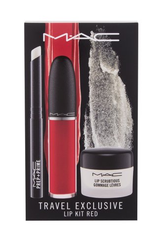 MAC Travel Exclusive rtěnka Retro Matte Liquid Lipcolour 5 ml + podkladová báze Prep + Prime Lip 1,7 g + peeling na rty Lip Scrubtious 14 ml Sweet Vanilla