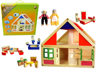 Domeček dřevěný + figurky + vybavení