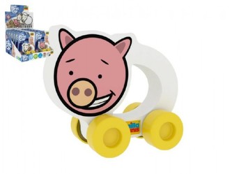 Moje první autíčko Prasátko pěna 8,5x8cm na kartě 10ks v boxu 0+(lze mixovat s ostatními zvířátky)