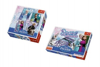 PACK Hra Sněhové dobrodružství Ledové království/Frozen + Puzzle 4v1 20,5x28,5cm mix druhů v krabici