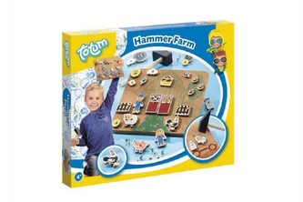 Zatloukačka farma s kladívkem dřevo korková podložka 21x17cm v krabici 29x24cm