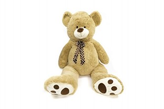 Medvěd s mašlí plyš 130cm béžový v sáčku 0+