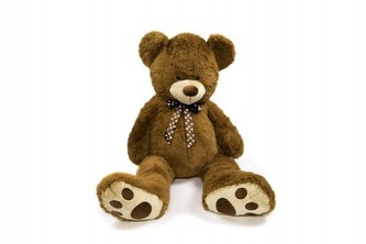 Medvěd s mašlí plyš 130cm tmavě hnědý v sáčku 0+