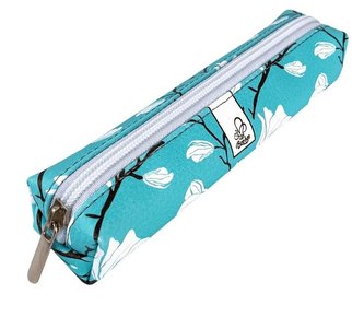 Piórnik mini prostokąt Magnolie niebieskie