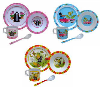 Sada nádobí Krtek 4ks melamin v krabici 32x23x9cm 6m+