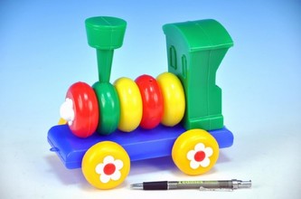 Lokomotiva/Vlak skládací tahací plast 20cm 24m+