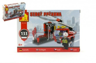 Stavebnice Dromader Hasiči Auto 21401 133ks v krabici 22x15x4,5cm