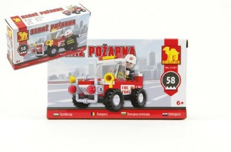Stavebnice Dromader Hasiči Auto 21201 58ks v krabici 16,5x9,5x4,5cm