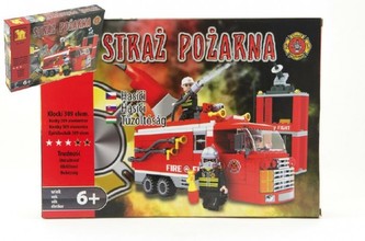 Stavebnice Dromader Hasiči Auto 21601 309ks v krabici 35x25,5x5,5cm