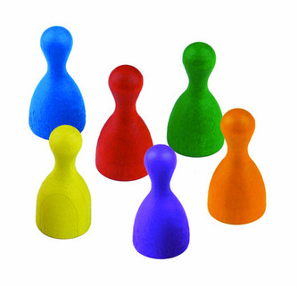 Figurky dřevo 25mm 24ks 6 barev společenská hra v sáčku 8x13cm