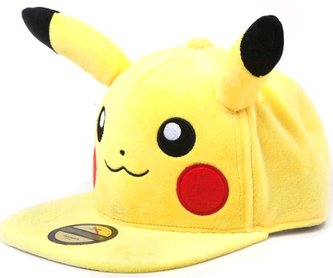 Čepice snapback - kšiltovka Pokémon: Pikachu s ušima (nastavetelná) žlutá bavlna