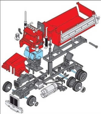 Stavebnice Monti 44 Dumper Truck Western star 1:48 v krabici 22x15x6cm