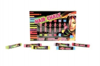 Křídy na vlasy, 2 barvy, 6ks v krabičce