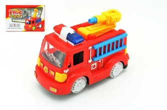 Auto hasiči plast 20cm narážecí na baterie se zvukem se světlem v krabici