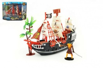 Pirátská loď + doplňky plast 25cm v krabici