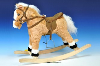 Kůň houpací plyš 60cm na baterie se zvukem nosnost 50kg v krabici