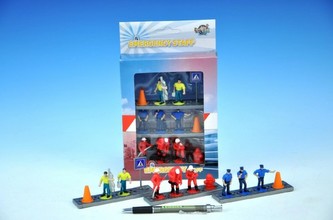 Figurky záchranáři plast 4cm 8ks s doplňky v krabičce