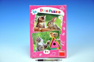 Puzzle Koťátko a kamarádi 2x48dílků 26,4x18,1cm v krabici