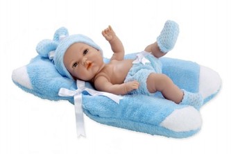 Panenka/miminko Arias vonící 33cm modré pevné tělo v krabici