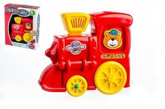 Lokomotiva/Vlak plast 14x13cm na baterie se zvukem v krabici 6m+