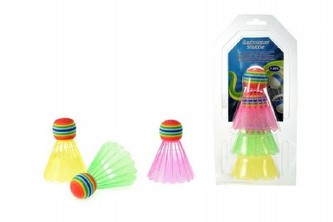 Míčky/Košíčky na badminton barevné plast 3ks na kartě