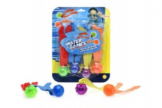 Zábavné míčky pro potápění 4ks  plast se světlem na baterie na kartě 22x28x4cm