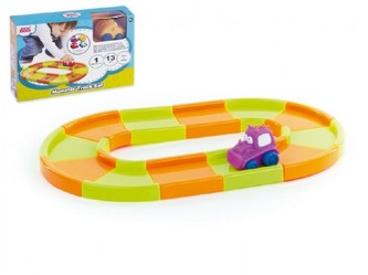 Dráha s autíčkem 12ks plast v krabici 28x20x5cm 18m+