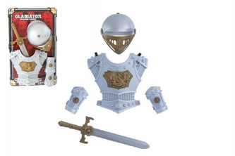 Sada rytíř meč přilba brnění 5ks plast na kartě 37x62x9cm