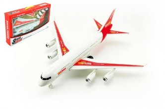 Letadlo plast 40cm na setrvačník na baterie se zvukem se světlem v krabici