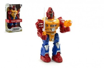 Robot chodící plast 30cm na baterie se světlem se zvukem v krabici