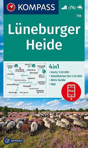 KOMPASS Wanderkarte Lüneburger Heide, 718, 1:50000
