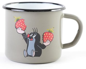 Krtek - hrnek smaltovaný 7cm, šedý/ jahody