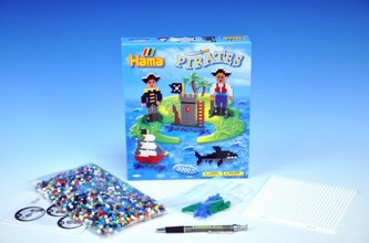 (C) Zažehlovací korálky Piráti 3000ks + podložka v krabici