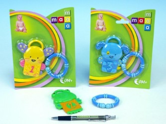 Chrastítko zvířátko Maamaa plast 9cm asst 3 druhy na kartě od 0 měsíců