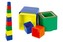 Kubus pyramida skládanka hranatá plast asst 4 barvy 9ks v sáčku 9x9x9cm 12m+