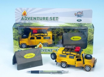Auto Land Rover Defender kov 14cm se stanem na zpětné natažení v krabičce