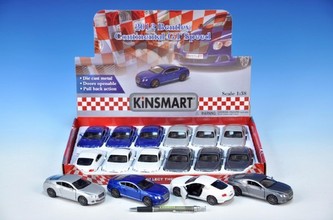 Auto Kinsmart Bentley Continental GT Speed 2012 kov 12cm na zpětný chod 4 barvy - 1 kus